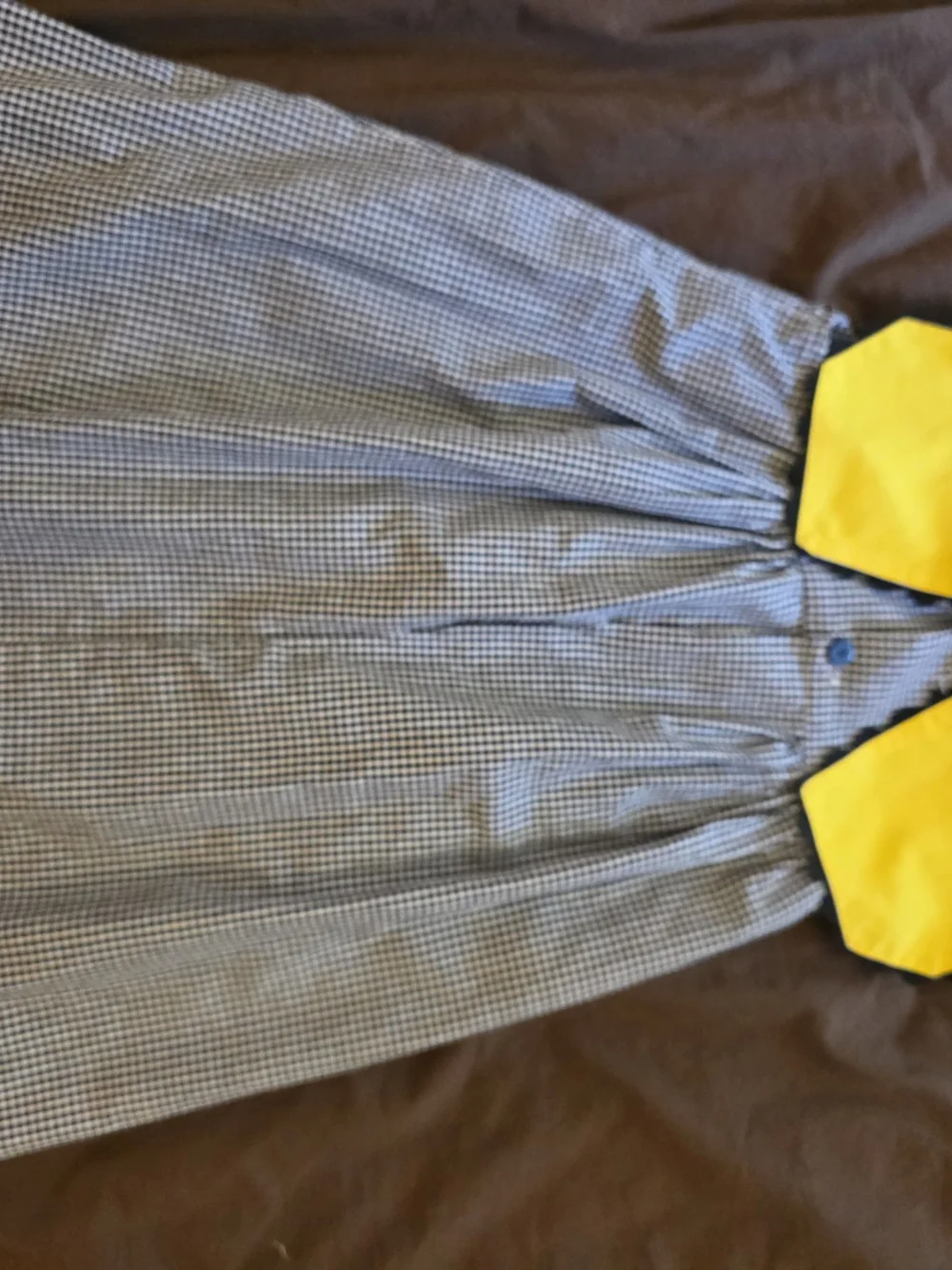 Girls Yellow & Black Gingham Casual Dress with Appliqué